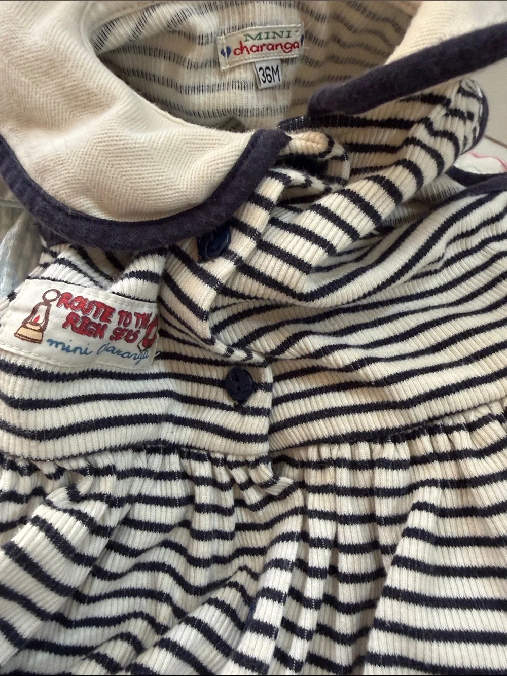 Mini CHARANGA Striped Navy and White Sleeveless Cotton Dress for Girls
